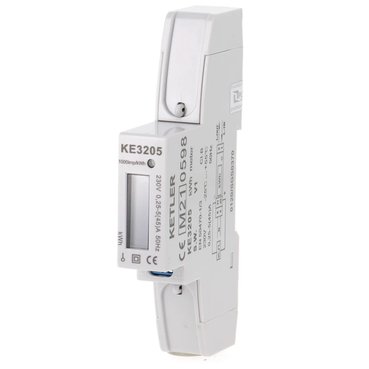KETLER - Compteur d'énergie monophasé 45A - Certifié MID - Réf : KE3205