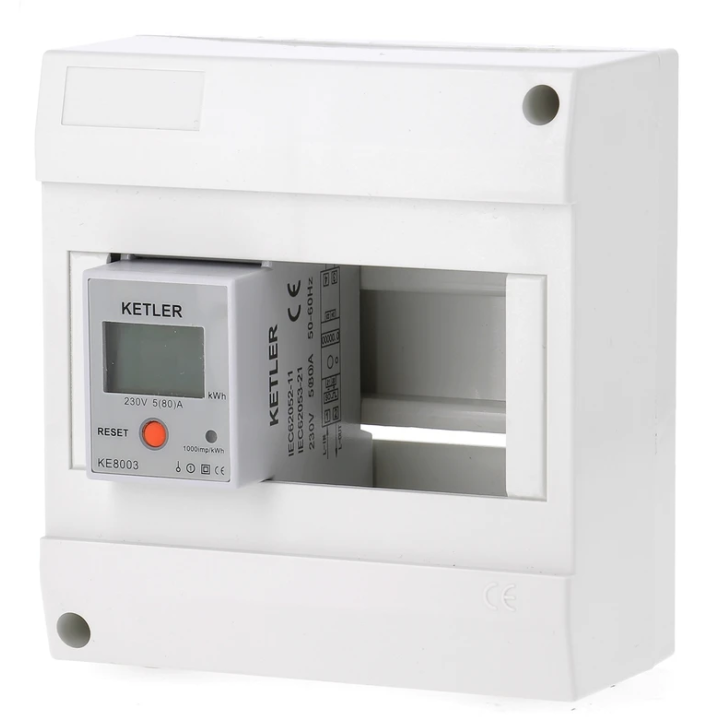 KETLER - Compteur d'énergie monophasé 80A - Remise à zéro partielle - Réf : KE8003
