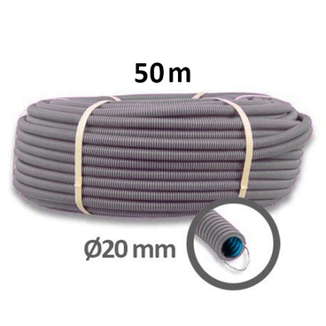 Qofil+ - Gaine électrique ICTA D20 double peau - ø20mm - Couronne de 50m - Réf : PREG20B