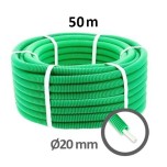 Qofil+ - Gaine électrique ICTA D20 verte double peau - ø20m - Couronne de 50m - Réf : PREV20B