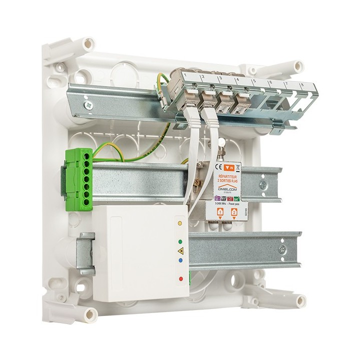 Omelcom - Coffret Compact@Home 1FO - Grade 3TV - 4 RJ45 - Réf : GO080