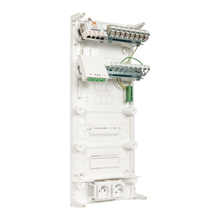 Omelcom - Coffret Box@Home Connect 4FO - Grade 3TV - 8 RJ45 + Switch POE - Réf : GO086