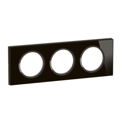 Legrand Céliane - Plaque de finition 3 postes Collection Matière Brute finition Verre Onyx Noir - Réf : CP1903