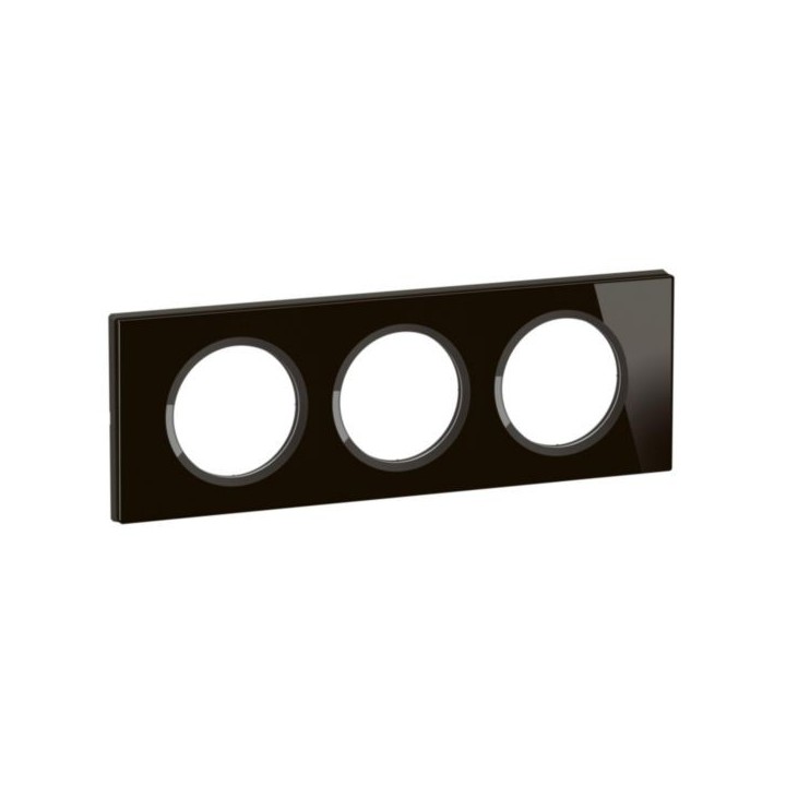 Legrand Céliane - Plaque de finition 3 postes Collection Matière Brute finition Verre Onyx Noir - Réf : CP1903