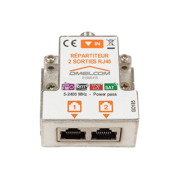 Omelcom - Kit répartiteur TV/SAT sur 2 sorties RJ45 - Réf : GO187