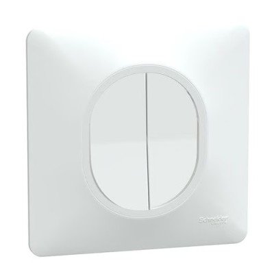 Schneider Ovalis - Interrupteur double va et vient complet blanc - Réf : S320214-P