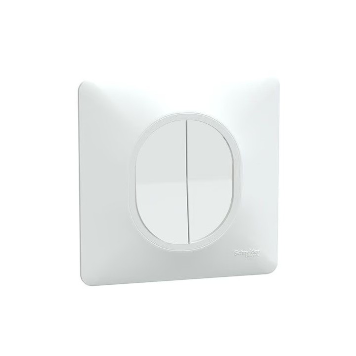 Schneider Ovalis - Interrupteur double va et vient complet blanc - Réf : S320214-P