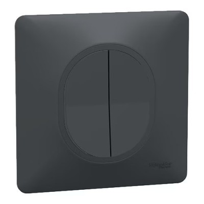 Schneider Ovalis - Interrupteur double va et vient complet anthracite - Réf : S340214-P