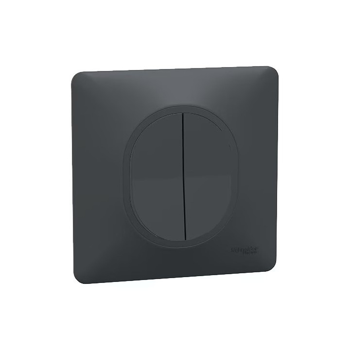 Schneider Ovalis - Interrupteur double va et vient complet anthracite - Réf : S340214-P