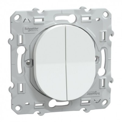 Schneider Ovalis - Interrupteur double va et vient complet blanc - Réf : S320214-P