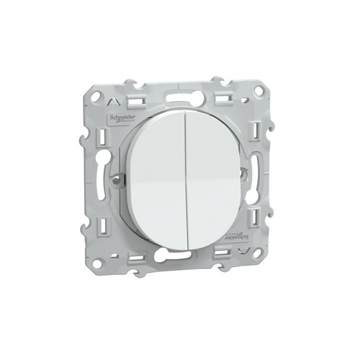 Schneider Ovalis - Interrupteur double va et vient complet blanc - Réf : S320214-P