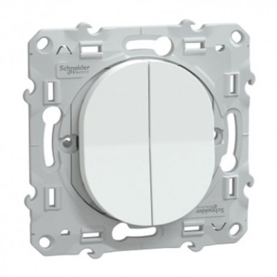 Schneider Ovalis - Interrupteur va et vient + poussoir complet blanc - Réf : S320285-P