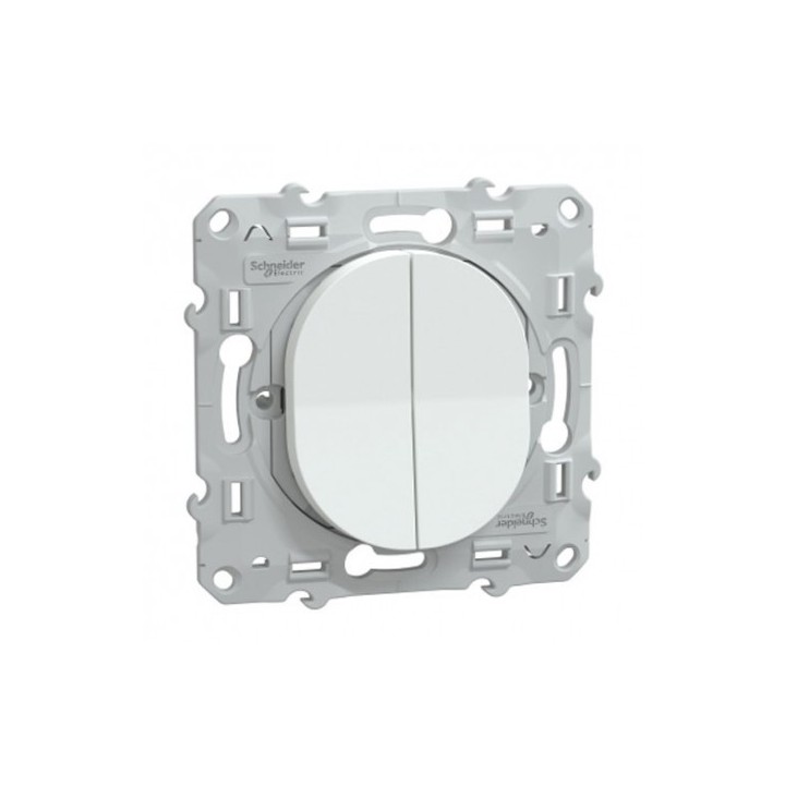 Schneider Ovalis - Interrupteur va et vient + poussoir complet blanc - Réf : S320285-P
