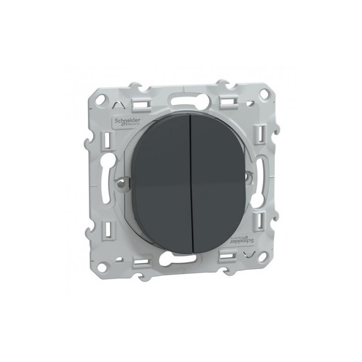 Schneider Ovalis - Interrupteur double va et vient complet anthracite - Réf : S340214-P