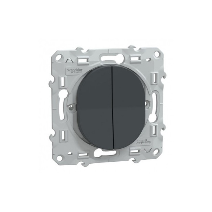 Schneider Ovalis - Interrupteur va et vient + poussoir complet anthracite - Réf : S340285-P
