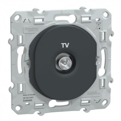 Schneider Ovalis - Prise TV complet anthracite - Réf : S340405-P