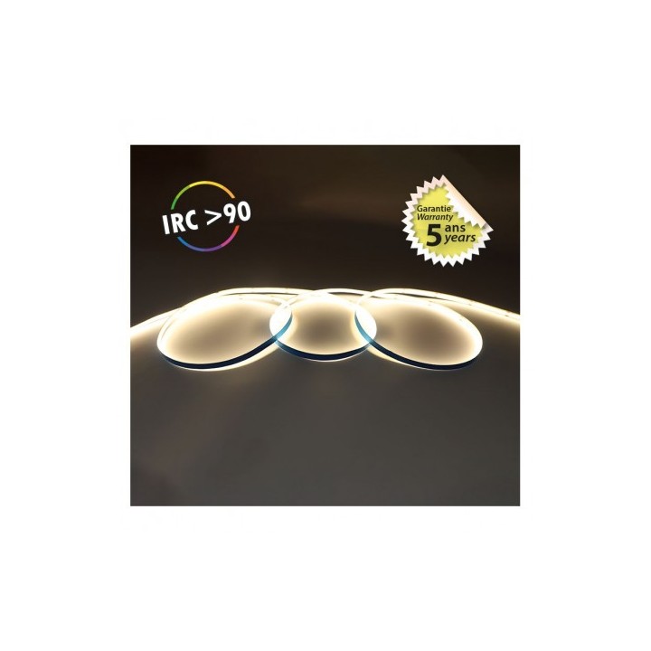 Miidex Lighting - Bandeau LED COB - 3000K - 5 m - 24V - Garantie 5 ans - Réf : 100516