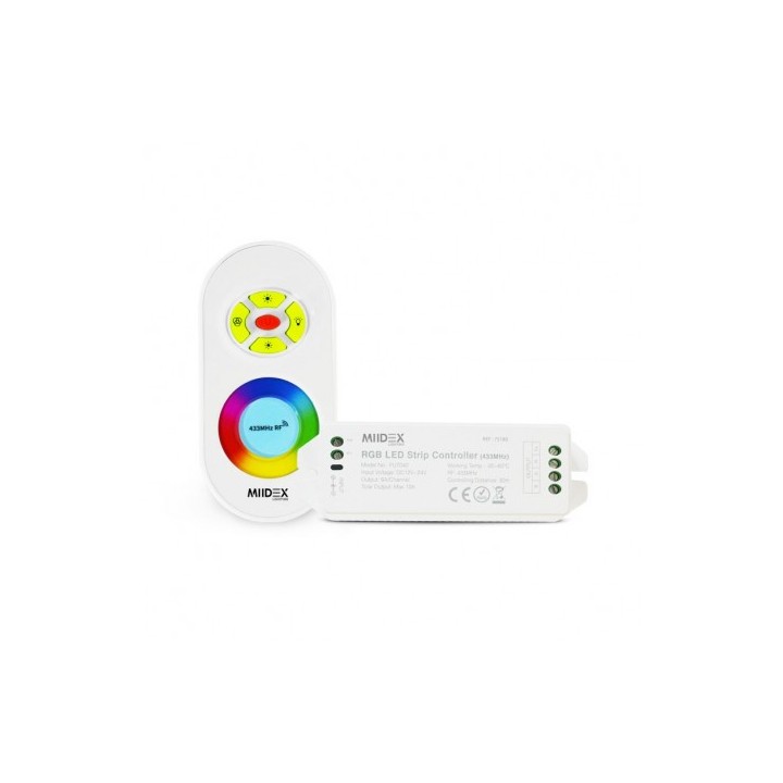 Miidex - Contrôleur LED RGB - 12V/24V avec télécommande - 20M RF - Réf : 75180