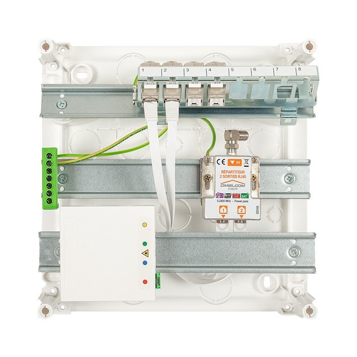Omelcom - Coffret Compact@Home 1FO - Grade 3TV - 4 RJ45 - Réf : GO080