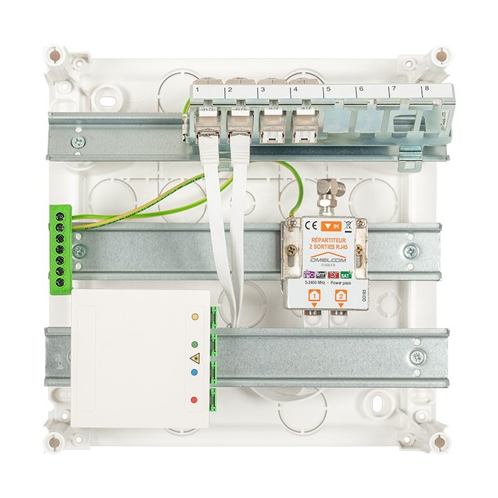 Omelcom - Coffret Compact@Home 4FO - Grade 3TV - 4 RJ45 - Réf : GO081
