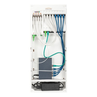Omelcom - Coffret Box@Home Connect 4FO - Grade 3TV - 8 RJ45 + Switch POE - Réf : GO086