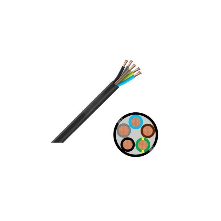 Câble électrique U1000 RNF CU (Souple) - 5G6 mm² - À la coupe - Réf : 5G6-souple