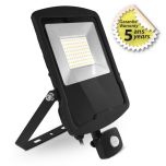 Miidex Lighting - Projecteur LED Noir + Détecteur - 70W - 3000K - IP65 - Garantie 5 ans - Réf : 100157