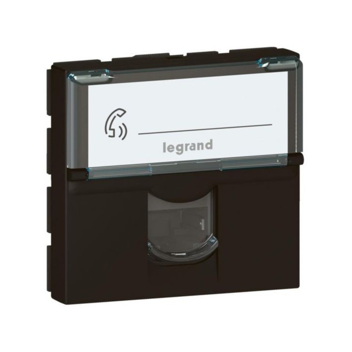 Legrand Mosaic - Prise RJ45 - Catégorie 6A - STP à blindage métal - 2 modules - noir mat - Réf : 079176L