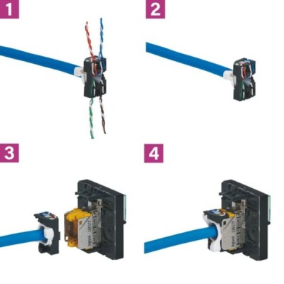 Legrand Mosaic - Prise RJ45 - Catégorie 6A - STP à blindage métal - 2 modules - noir mat - Réf : 079176L
