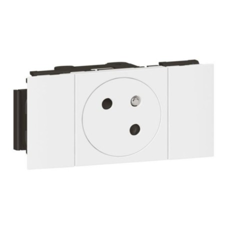 Legrand Mosaic - Prise de courant 2P+T Surface Soluclip pour goulotte Mosaic à clippage direct 2 modules - blanc - Réf : 077101L