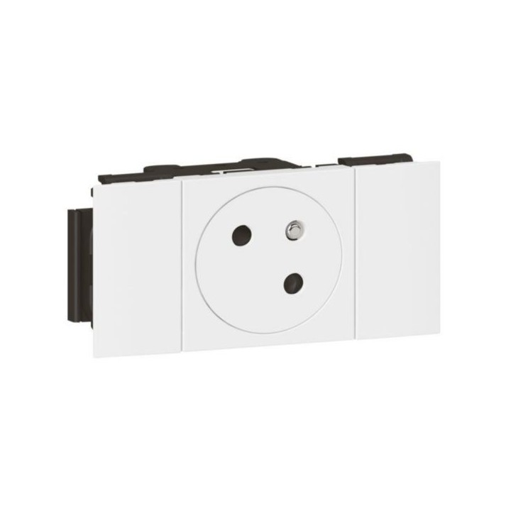 Legrand Mosaic - Prise de courant 2P+T Surface Soluclip pour goulotte Mosaic à clippage direct 2 modules - blanc - Réf : 077101L