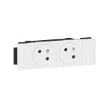 Legrand Mosaic - Double prise de courant 2P+T  pour goulotte Mosaic à clippage direct 4 modules - blanc - Réf : 077102L