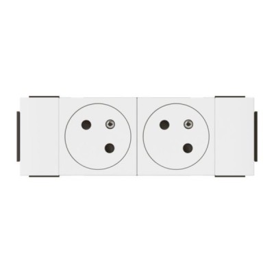 Legrand Mosaic - Double prise de courant 2P+T  pour goulotte Mosaic à clippage direct 4 modules - blanc - Réf : 077102L
