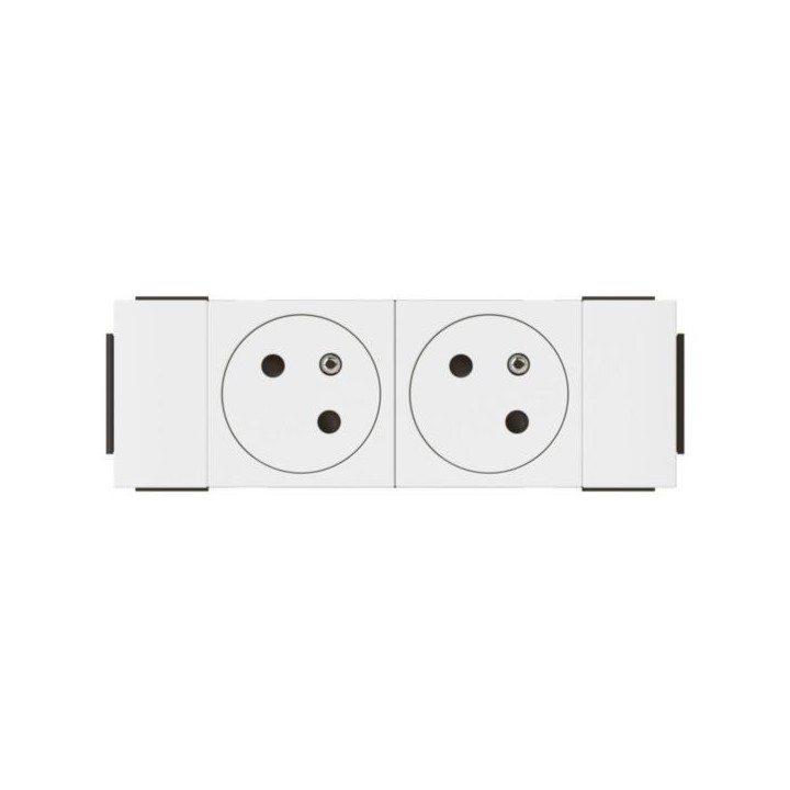 Legrand Mosaic - Double prise de courant 2P+T  pour goulotte Mosaic à clippage direct 4 modules - blanc - Réf : 077102L