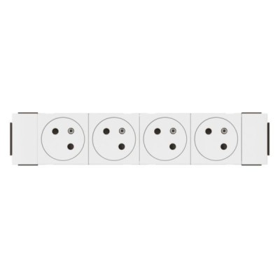 Legrand Mosaic - Quadruple prise de courant 2P+T pour goulotte Mosaic à clippage direct 8 modules - blanc - Réf : 077104L