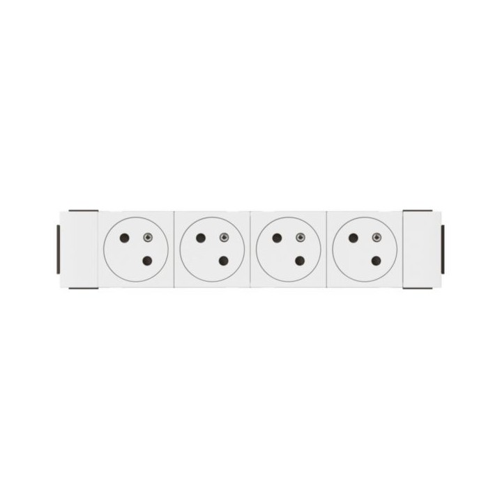 Legrand Mosaic - Quadruple prise de courant 2P+T pour goulotte Mosaic à clippage direct 8 modules - blanc - Réf : 077104L