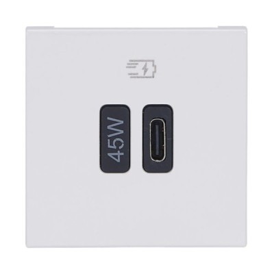Legrand Mosaic - Prise USB Type-C - 45W Power Delivery - Mosaic 1 module - 230V - blanc - Réf : 077655L
