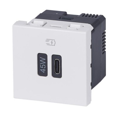 Legrand Mosaic - Prise USB Type-C - 45W Power Delivery - Mosaic 1 module - 230V - blanc - Réf : 077655L