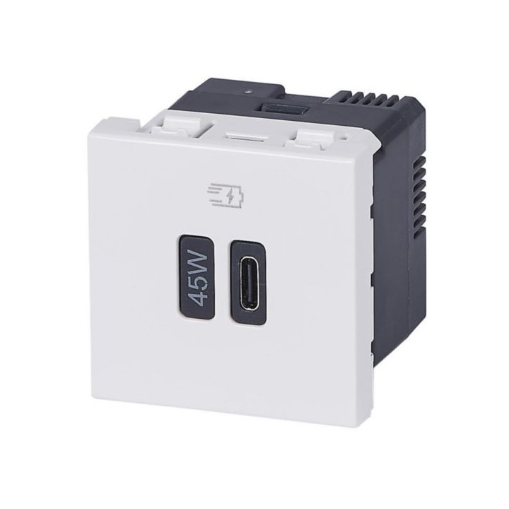 Legrand Mosaic - Prise USB Type-C - 45W Power Delivery - Mosaic 1 module - 230V - blanc - Réf : 077655L