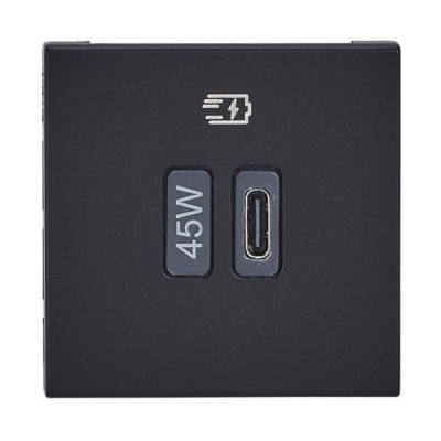 Legrand Mosaic - Prise USB Type-C - 45W Power Delivery - Mosaic 1 module - 230V - Noir - Réf : 077657L