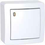 Schneider Alréa - Poussoir O/F lumineux faible conso avec cadre saillie - Blanc polaire - 10A à 250 V CA - Réf : ALB62052P