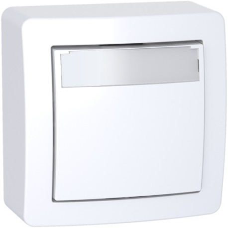 Schneider Alréa - Poussoir avec porte étiquette - Ensemble complet - Blanc polaire - 10A à 250 V CA - Réf : ALB62062P