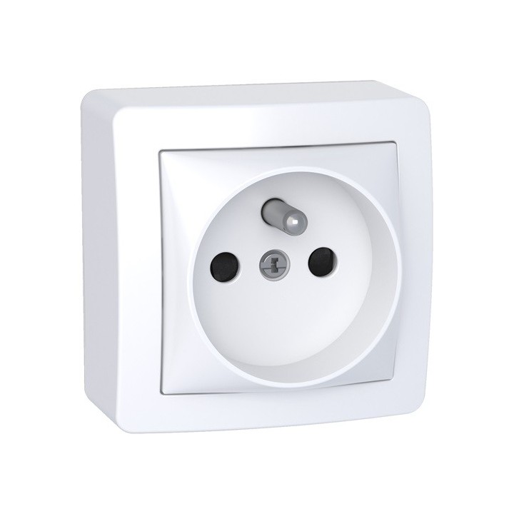 Schneider Alréa - Prise de courant 2P + T connexion rapide - Cadre saillie - Blanc polaire - 16A à 250V CA - Réf : ALB62273P
