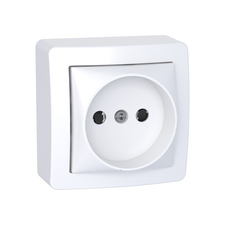 Schneider Alréa - Prise de courant 2P connexion rapide avec cadre saillie - Blanc polaire - 16A à 250 V CA - Réf : ALB62274P