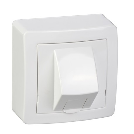 Schneider Alréa - Prise RJ45 simple catégorie 6 UTP avec cadre saillie - Blanc polaire - Réf : ALB62342P