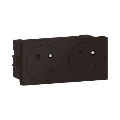 Legrand - Double prise de courant 2P+T Surface Mosaic Link raccordement latéral 4 modules - noir mat - Réf : 079192L