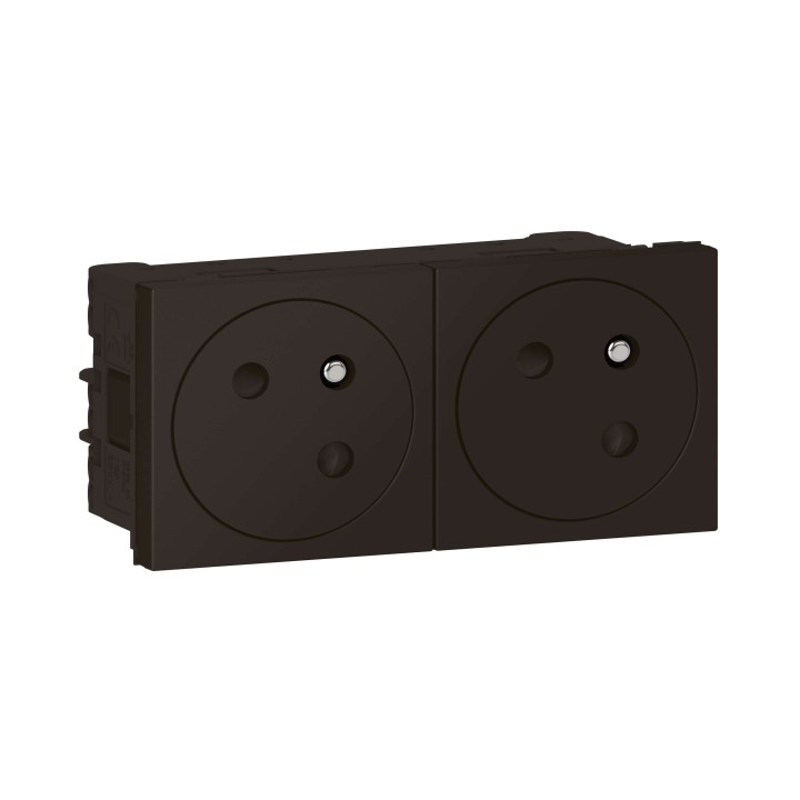 Legrand - Double prise de courant 2P+T Surface Mosaic Link raccordement latéral 4 modules - noir mat - Réf : 079192L