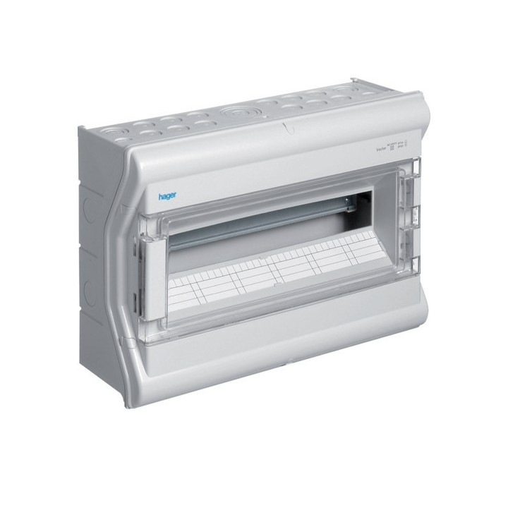Hager - Coffret étanche Vector - IP55 - 1 rangée - 18 modules - Gris - Réf : VE118F