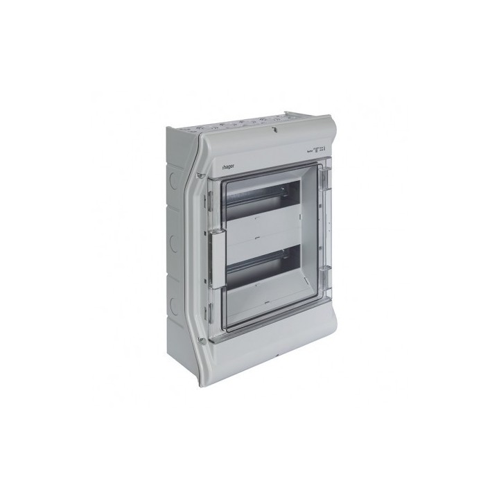 Hager - Coffret étanche Vector - IP55 - 2 rangées - 24 modules - Gris - Réf : VE212F