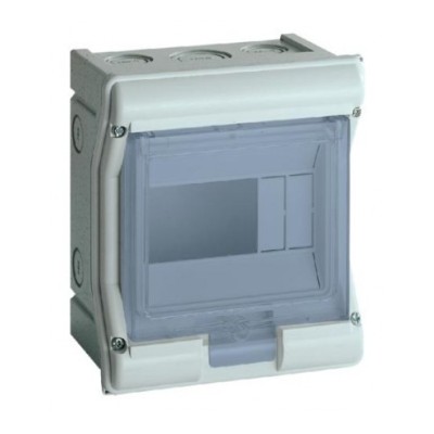 Hager - Coffret étanche Vector - IP55 - 1 rangée - 4+2 modules - Gris - Réf : VE106F